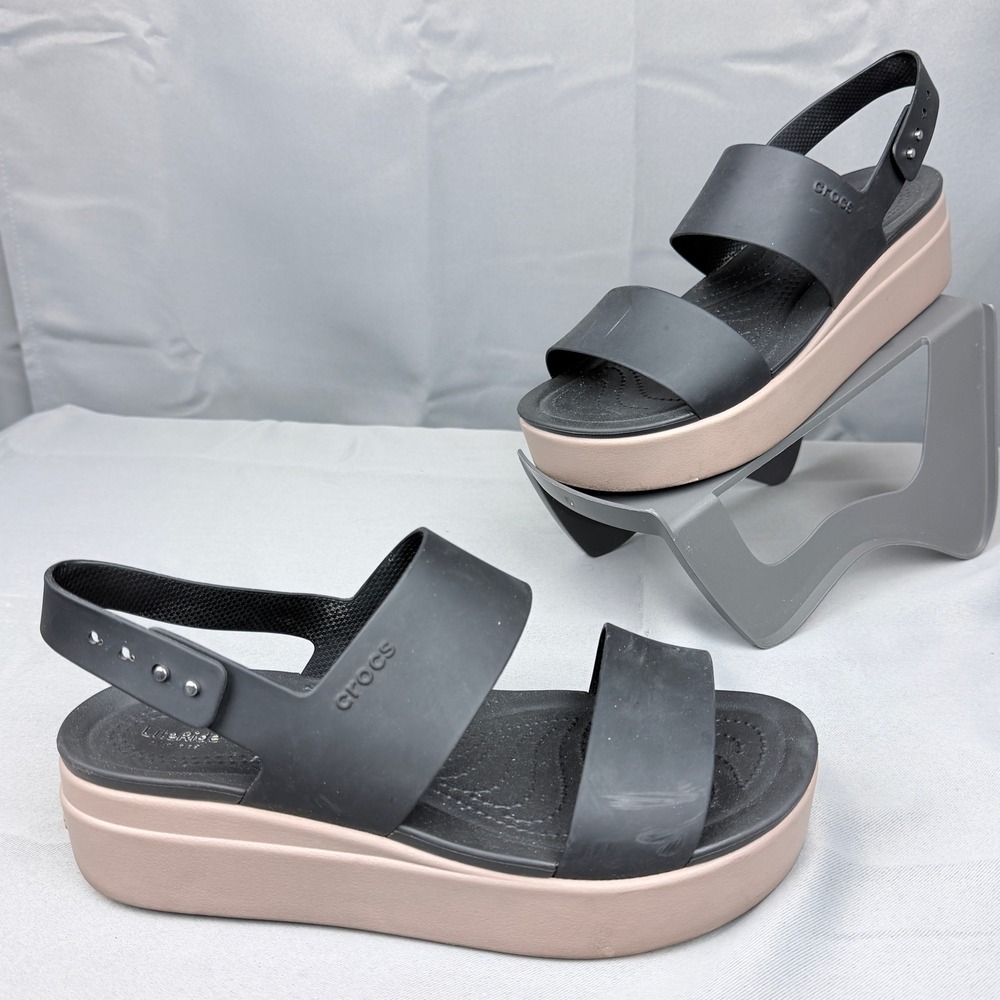 Crocs LiteRide Stretch Sandal Black Mushroom Platform Wedge 206453 Womens 10